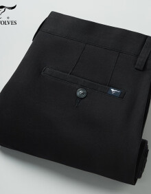 七匹狼（SEPTWOLVES）休闲裤男夏季新款商务休闲男士长裤高端深灰色品牌正装 黑色 33