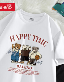 班尼路（Baleno）纯棉短袖男夏季美式潮牌大码宽松男士上衣青少年运动卡通t恤衫