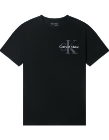 Calvin Klein CK男装 夏季男士短袖 休闲圆领上衣男 纯棉T恤男 黑色 M
