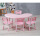 月亮桌-1桌4升降椅-粉色
