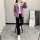 浅紫色冲锋衣+黑色冲锋裤