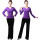 纯紫色单V领长袖上衣+黑裤