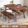 胡桃色1桌4椅-棕皮坐垫 一桌四椅