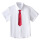 白色短袖深红领带