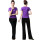 纯紫色单V领短袖上衣+黑裤