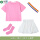 女粉色短袖+花瓣裙+袜子+发带
