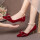 酒红+蝴蝶结+细跟6厘米 珍珠鞋
