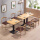 多层板一桌四椅橡木色+咖啡色垫