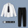 白色 衬衫+黑色长裤+藏青领带