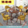 深木纹圆桌+黄色布椅