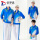 蓝色外套+白色蓝条ku子+chang袖T