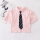 粉色衬衫短袖(送领带)