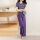 条纹短袖+紫色长裤