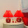 (两只)红喜字陶瓷【大红灯罩】+