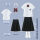 女白短袖+黑片裙+红条纹领结+K徽
