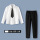 白色 衬衫+黑色长裤+斜纹黑色领