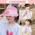 粉色兔耳风扇帽+冰袖2双(3件套)