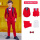 红色燕尾5件套：3件套+衬衫+领结