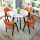 橘布4椅配80石纹桌