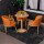 原木圆桌+橙色皮椅