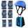蓝色护具+塑钢头盔+轮滑包