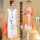 橘色外套+白色裙子（送项链