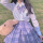 烟紫[刺绣白衬衫短.袖+短裙+.领