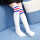 儿童棉质运动袜：白底红蓝条