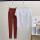 1673DY白色短袖+Q02红柚色长裤