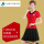 T1068大红短袖+纯黑裙