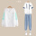 绿色+白色猫鱼短袖+长裤5008【三