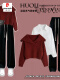 锈红色毛衣+黑色休闲裤+常规衬衫