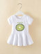 白色短袖连衣裙印花20 绿柠檬