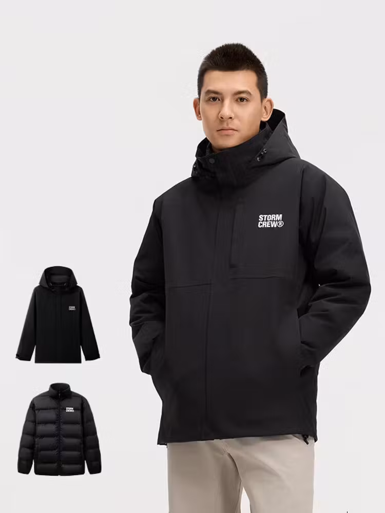 影视飓风三合一冲锋衣羽绒款内胆STORMCREW冬季户外防风防水保暖外套男女 炭黑色 (羽绒款) S