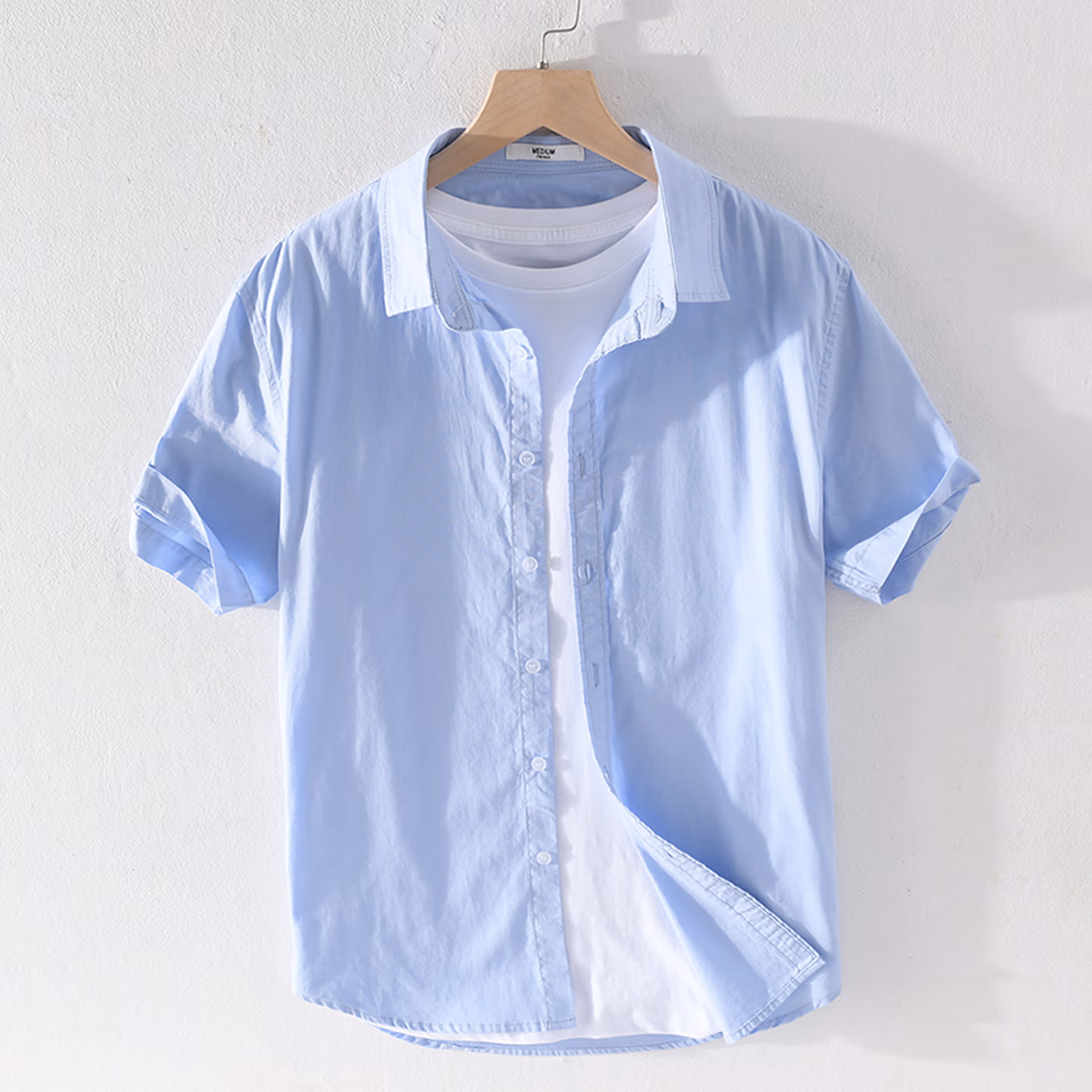 Pure Cotton Short-sleeved Shirt Men's Simple And Versatile Casual Jacket Men's Fashionable And Comfortable Breathable Shirt Men's Trend_viptrois.com
