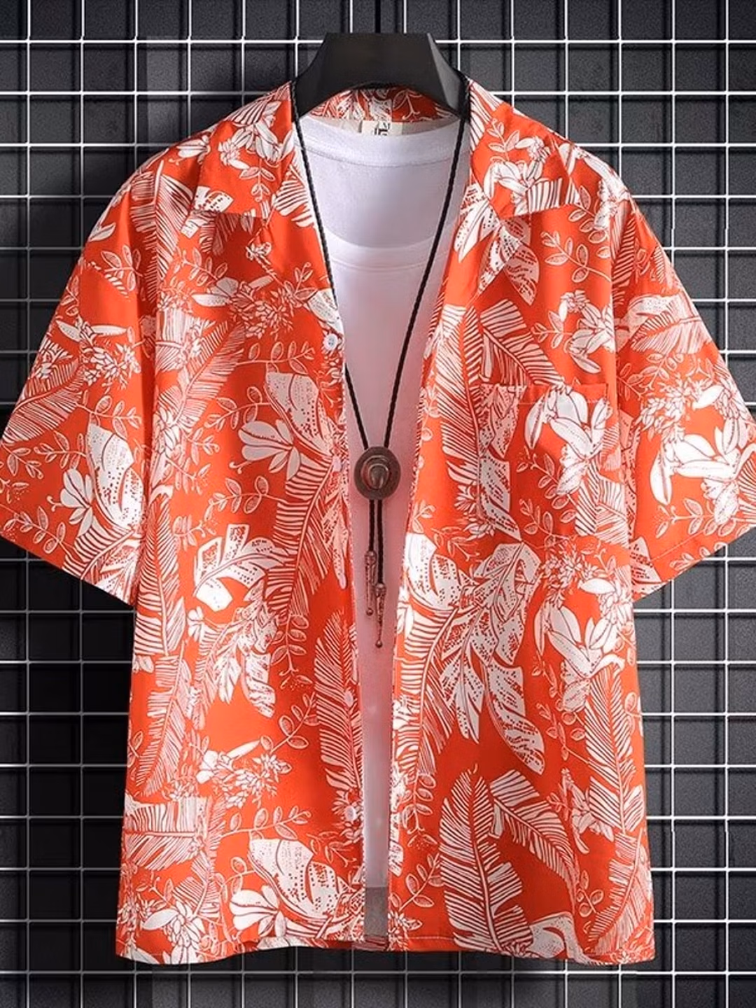 Flower Shirt Men's Short-sleeved 2025 Summer New Trendy Handsome Shirt Men's Casual Loose Half-sleeved Top And Jacket C112 White 3XL_viptrois.com