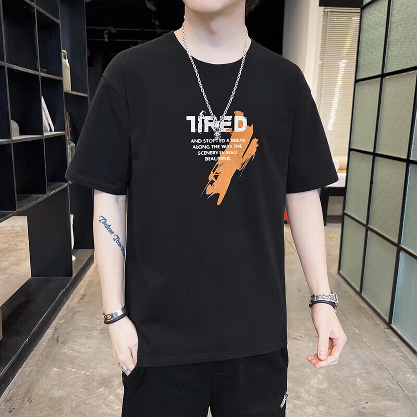 Summer Cotton Short-sleeved T-shirt Slim-fit Cotton Half-sleeved Cotton Casual 2026 New Trend T-shirt Men's Clothing_viptrois.com