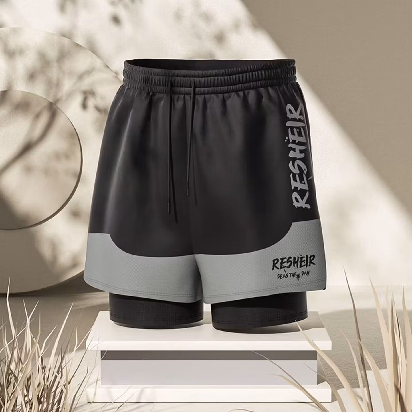 Men's Quick-drying Swimming Trunks And Goggles Three-piece Set_voghion.com