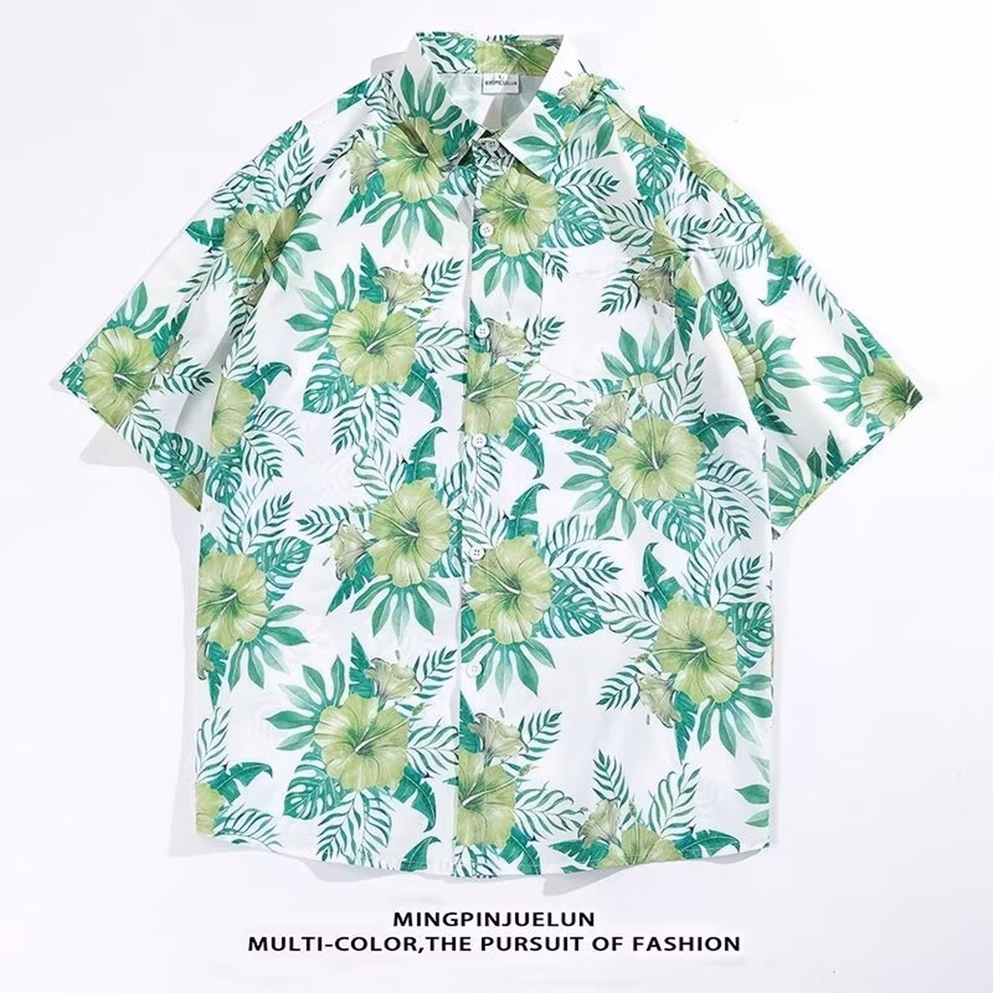 2026 Hawaiian Beach Flower Shirt Short-sleeved Men's Loose Large Size Slim-fitting Hong Kong Style Retro Ruffian Shirt Jacket Men's Picture Color M_viptrois.com