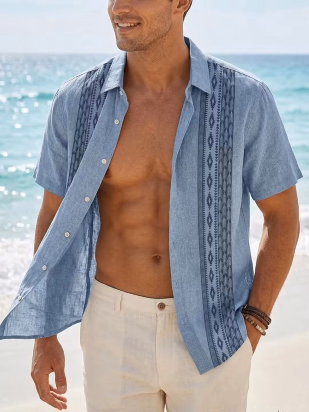 Short-sleeved Shirt Men's Printed Beach Couple Shirt 2026 Summer New Casual Flower Shirt Men's Clothes, Green L_viptrois.com