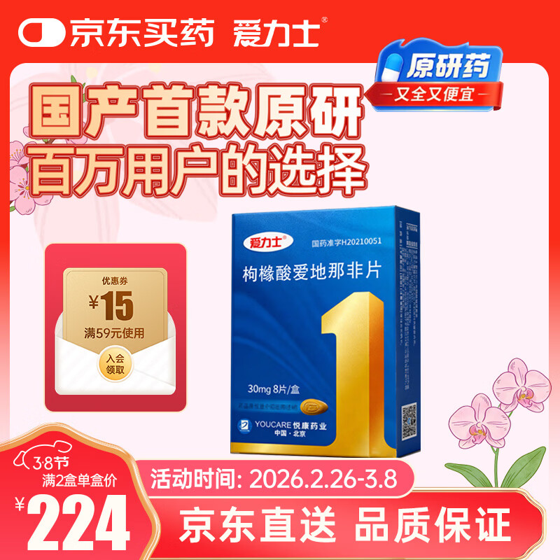 ��ԭ��ҩ������ʿ �����ᰮ���Ƿ�Ƭ 30mg*8Ƭ/�� �п���ҩ������Ӫ�콢��209.97Ԫ