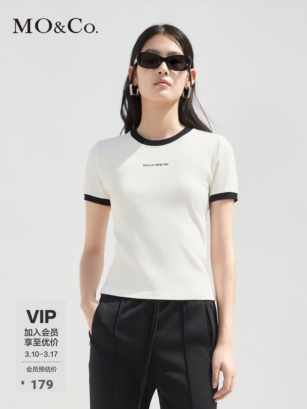 MO&Co.ײ��Բ����ĸ��ϱ���ӡ����������T����ʽ������װĦ��������� ����ɫ S 160