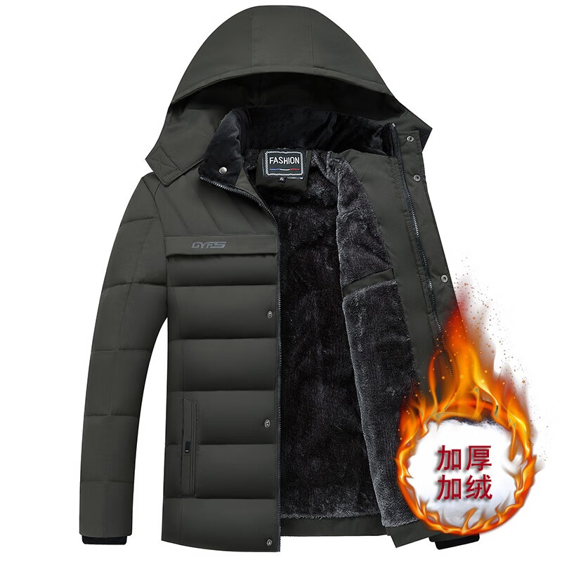 虎迹 福利款冬季棉衣加绒加厚连帽保暖外套