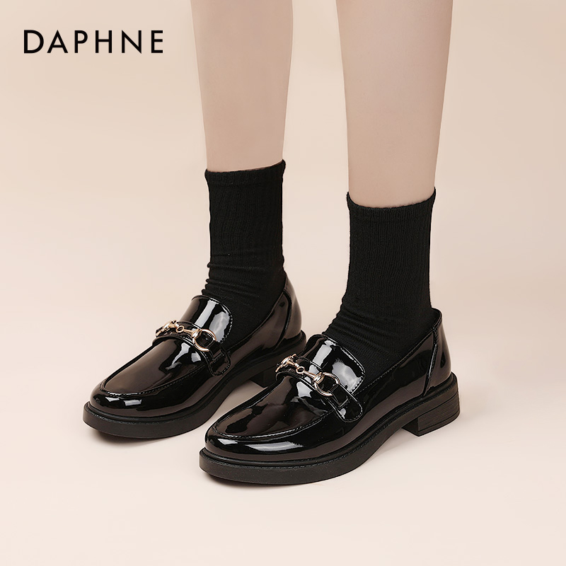 达芙妮（DAPHNE）小皮鞋女-亮面黑