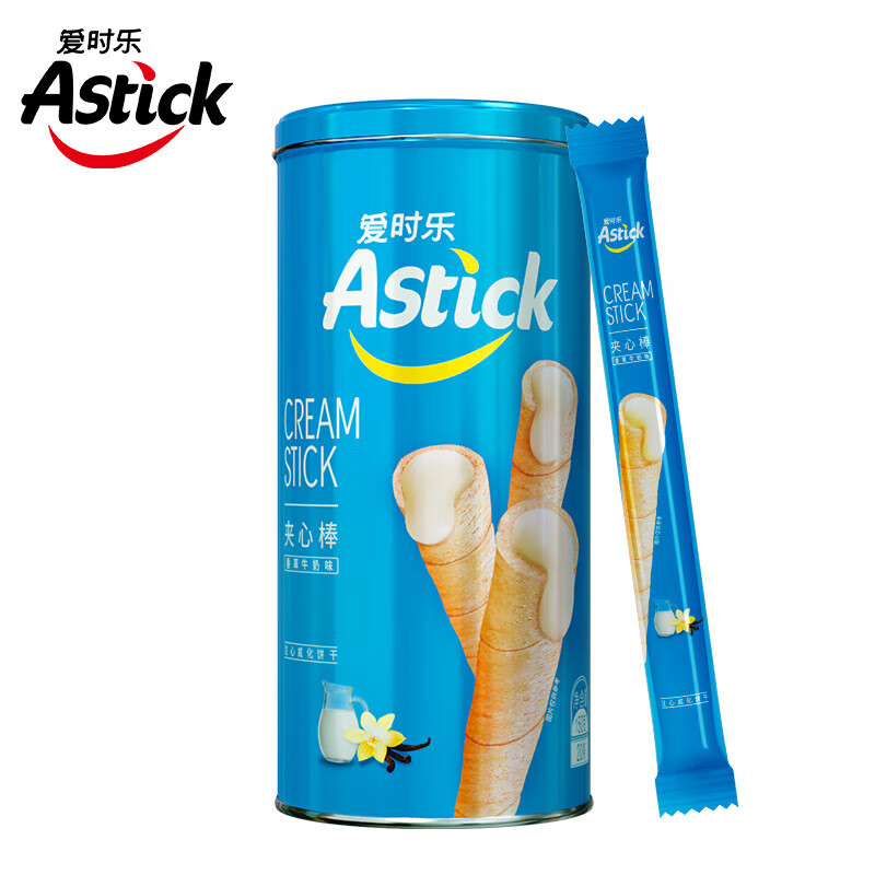 爱时乐（Astick） 夹心棒(注心饼干）香草牛奶味150g*3罐