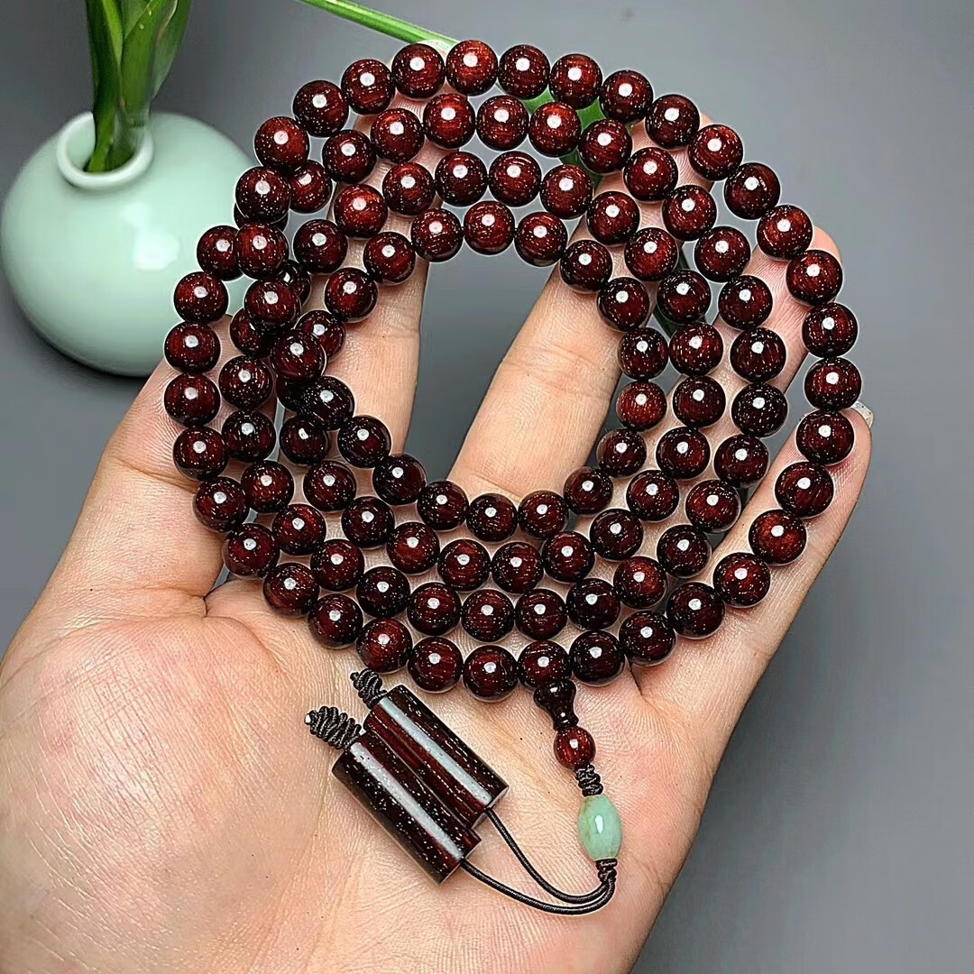 配鉴定证书印度小叶紫檀08108颗老料满星泥料玻璃珠高油高密保真