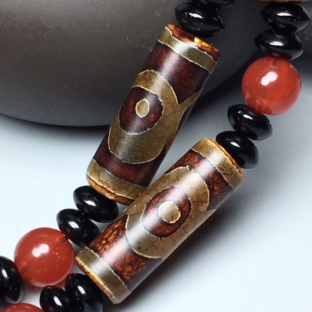 玛瑙天珠项链三眼九眼藏式佛珠