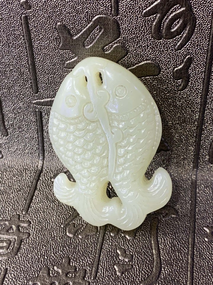 和田玉双鱼玉佩挂件