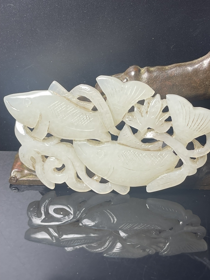 精美和田玉双鱼玉佩挂件