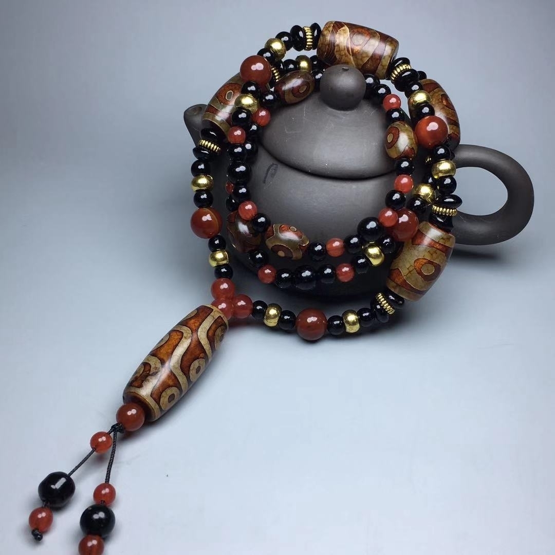玛瑙天珠项链三眼九眼藏式佛珠男女款